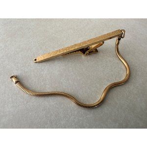 O. C. Tanner vintage 12kt gold filled men's tie clasp bar clip with chain
